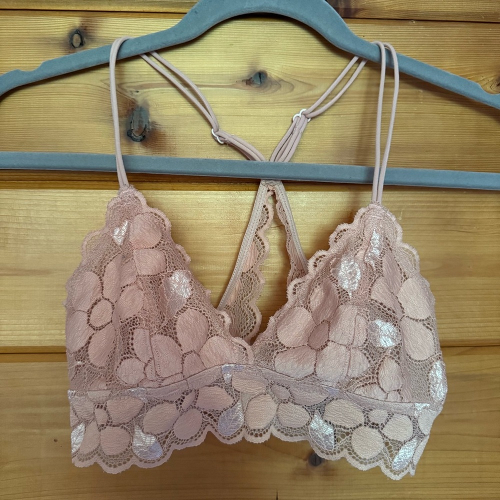 Aerie Lace Racerback Bralette in Peach Small